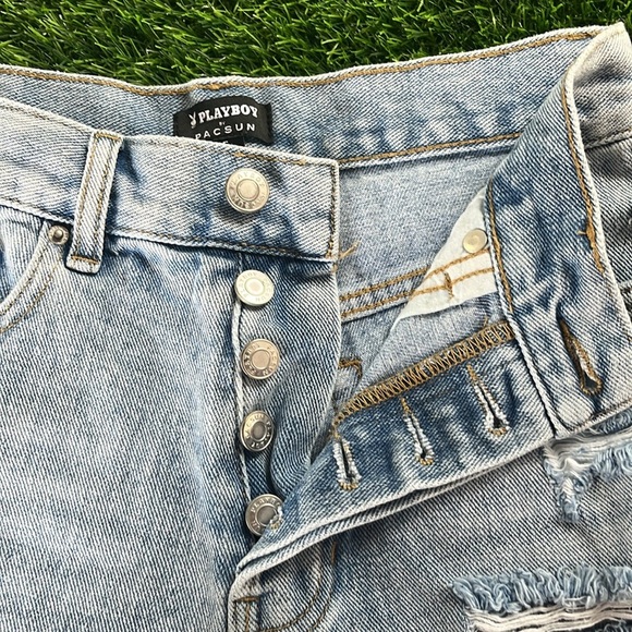 PLAYBOY BY PACSUN Cut Off Denim Shorts size 25 - Picture 6 of 9